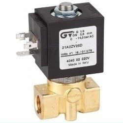 Válvula solenoide NA de acción directa, bobina de 8 W