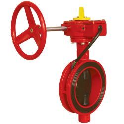 Válvula de mariposa tipo wafer con reductor manual y certificación UL/FM